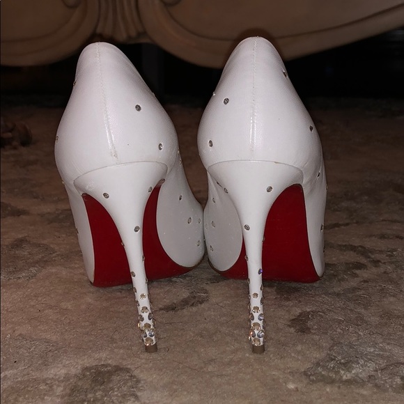 Christian Louboutin White Degrastrass Leather 100m - Picture 3 of 8